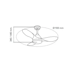 Ventilador de techo Stel Mini negro/oscuro LED 20w 3CCT acabado negro aspas efecto madera estilo moderno motor DC 92cm Ø