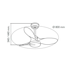 Ventilador de techo Stel Mini S negro LED 20w 3CCT acabado negro estilo moderno motor DC 80cm Ø