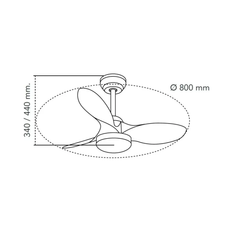 Ventilador de techo Stel Mini S negro LED 20w 3CCT acabado negro estilo moderno motor DC 80cm Ø