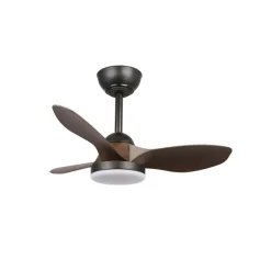 Ventilador de techo Stel Mini S negro/oscuro LED 20w 3CCT acabado negro aspas efecto madera estilo moderno motor DC 80cm Ø