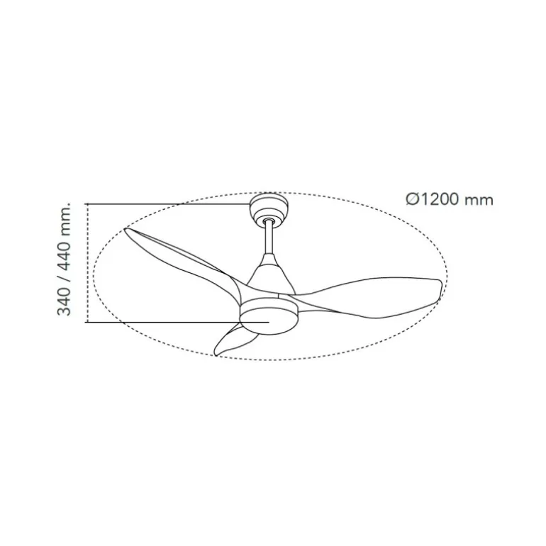 Ventilador de techo Stel negro/oscuro LED 20W 3CCT acabado negro aspas efecto madera estilo moderno motor DC 120cm Ø