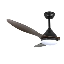 Ventilador de techo Stel negro/oscuro LED 20W 3CCT acabado negro aspas efecto madera estilo moderno motor DC 120cm Ø