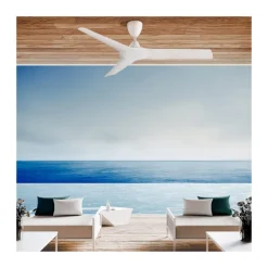Ventilador de techo Storm IP44 Sin luz acabado blanco motor AC 3 velocidades para exterior 132cm Ø
