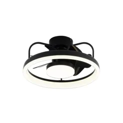 Ventilador de techo Strike negro LED 50w 3CCT acabado negro estilo moderno plafón ventilador motor DC 49cm Ø