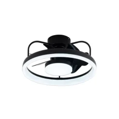 Ventilador de techo Strike negro LED 50w 3CCT acabado negro estilo moderno plafón ventilador motor DC 49cm Ø