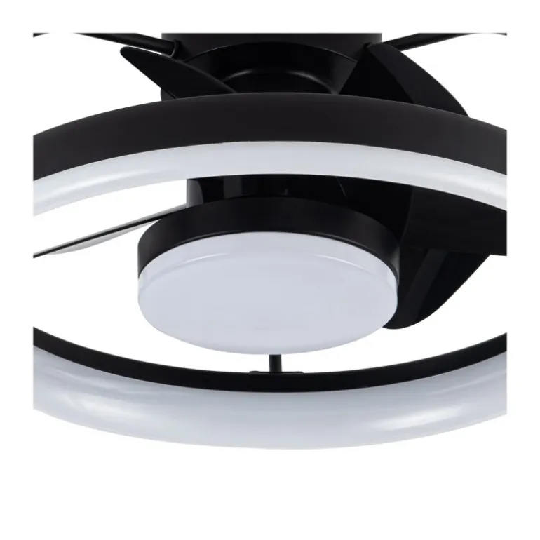 Ventilador de techo Strike negro LED 50w 3CCT acabado negro estilo moderno plafón ventilador motor DC 49cm Ø