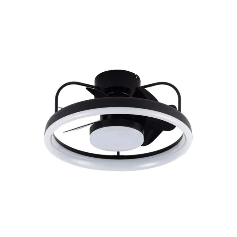 Ventilador de techo Strike negro LED 50w 3CCT acabado negro estilo moderno plafón ventilador motor DC 49cm Ø