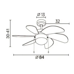 Ventilador de techo Tabit blanco 1xE27 acabado blanco aspas acabado blanco estilo moderno motor AC 84cm Ø
