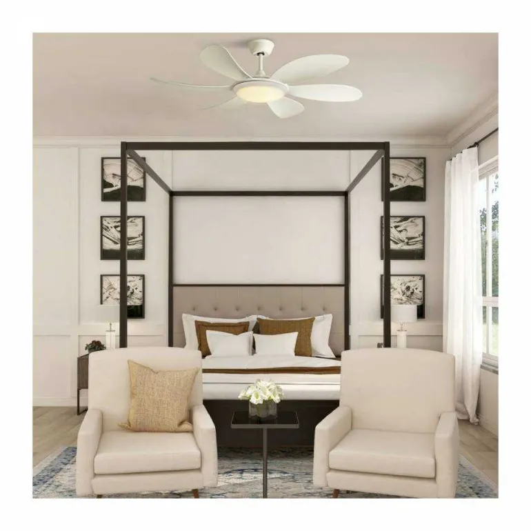 Ventilador de techo Tanik blanco LED 24w 3CCT acabado blanco estilo moderno motor DC 115cm Ø