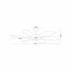 Ventilador de techo Tanik gris LED 24w 3CCT acabado gris estilo moderno motor DC 115cm Ø