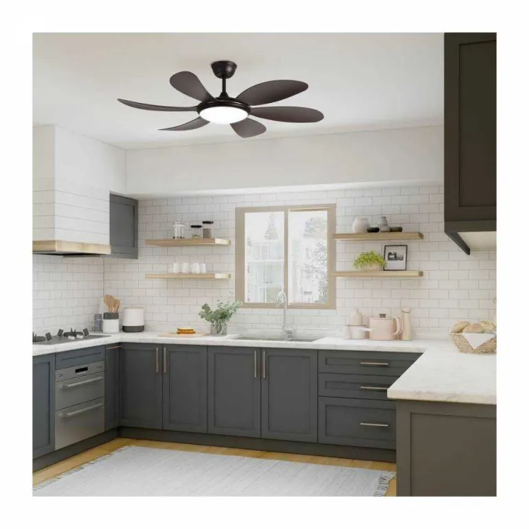 Ventilador de techo Tanik marrón LED 24w 3CCT acabado marrón estilo moderno motor DC 115cm Ø