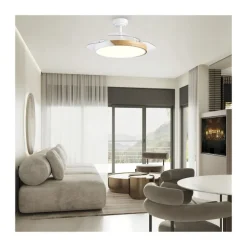 Ventilador de techo Taoro blanco LED 72w 3CCT acabado blanco estilo moderno aspas plegables motor DC 106cm Ø