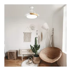 Ventilador de techo Taoro Mini blanco LED 46w 3CCT acabado blanco estilo moderno aspas plegables motor DC 92cm Ø