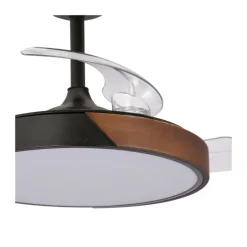 Ventilador de techo Taoro Mini negro LED 46w 3CCT acabado negro estilo moderno aspas plegables motor DC 92cm Ø