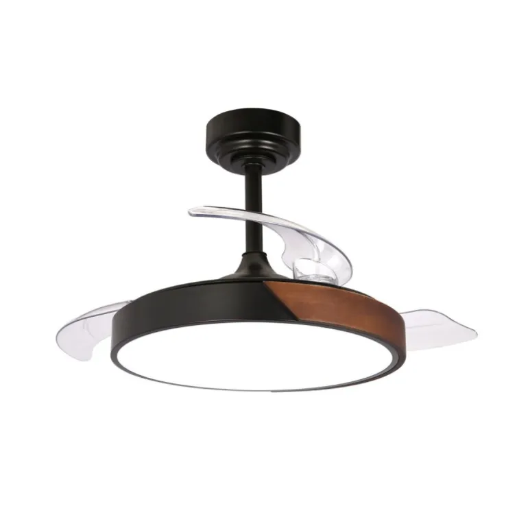 Ventilador de techo Taoro Mini negro LED 46w 3CCT acabado negro estilo moderno aspas plegables motor DC 92cm Ø