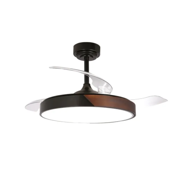 Ventilador de techo Taoro negro LED 72w 3CCT acabado negro estilo moderno aspas plegables motor DC 106cm Ø
