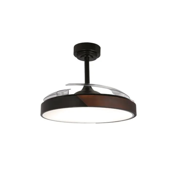 Ventilador de techo Taoro negro LED 72w 3CCT acabado negro estilo moderno aspas plegables motor DC 106cm Ø