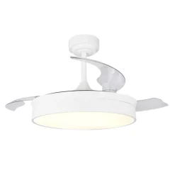 Ventilador de techo Tornado blanco LED 72w 3CCT acabado blanco estilo moderno aspas plegables motor DC 106cm Ø