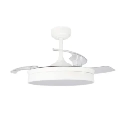 Ventilador de techo Tornado blanco LED 72w 3CCT acabado blanco estilo moderno aspas plegables motor DC 106cm Ø