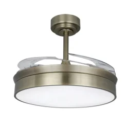Ventilador de techo Tornado cuero LED 72w 3CCT acabado oro envejecido estilo moderno aspas plegables motor DC 106cm Ø