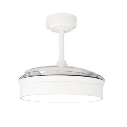 Ventilador de techo Tornado Mini blanco LED 48w 3CCT acabado blanco estilo moderno aspas plegables motor DC 92cm Ø