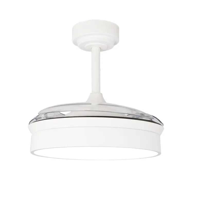Ventilador de techo Tornado Mini blanco LED 48w 3CCT acabado blanco estilo moderno aspas plegables motor DC 92cm Ø