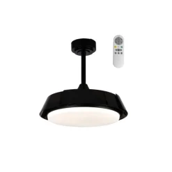 Ventilador de techo Tusa negro LED 36w 3CCT acabado negro estilo moderno aspas plegables motor DC 107cm Ø