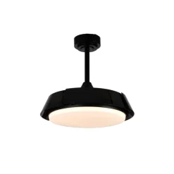 Ventilador de techo Tusa negro LED 36w 3CCT acabado negro estilo moderno aspas plegables motor DC 107cm Ø