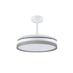 Ventilador de techo Venus blanco/ceniza LED 72w 3CCT acabado blanco/ceniza estilo moderno aspas plegables motor DC 106cm Ø
