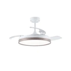 Ventilador de techo Venus blanco/ceniza LED 72w 3CCT acabado blanco/ceniza estilo moderno aspas plegables motor DC 106cm Ø