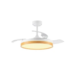 Ventilador de techo Venus blanco/haya LED 72w 3CCT acabado blanco/haya estilo moderno aspas plegables motor DC 106cm Ø