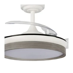 Ventilador de techo Venus Mini blanco/ceniza LED 46w 3CCT acabado blanco/ceniza estilo moderno aspas plegables motor DC 92cm Ø