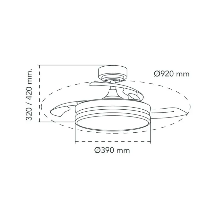 Ventilador de techo Venus Mini blanco/cerezo LED 46w 3CCT acabado blanco/cerezo estilo moderno aspas plegables motor DC 92cm Ø