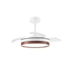 Ventilador de techo Venus Mini blanco/cerezo LED 46w 3CCT acabado blanco/cerezo estilo moderno aspas plegables motor DC 92cm Ø
