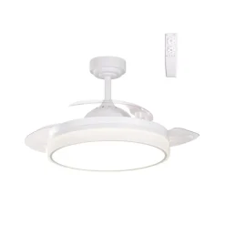 Ventilador de techo Vera blanco LED 35W 3CCT acabado blanco estilo moderno aspas plegables motor DC 106cm Ø