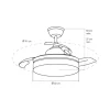 Ventilador de techo Vera Blanco Mini LED 40w 3CCT acabado blanco estilo moderno aspas plegables motor DC 91cm Ø