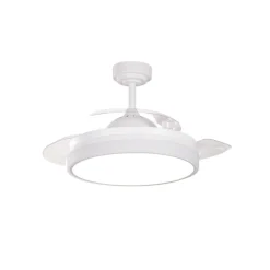 Ventilador de techo Vera Blanco Mini LED 40w 3CCT acabado blanco estilo moderno aspas plegables motor DC 91cm Ø