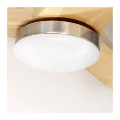 Ventilador de techo Yen Big Madera Clara LED 18w 3CCT acabado níquel aspas madera estilo moderno motor DC 152cm Ø
