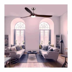Ventilador de techo Yen Big Madera Oscura LED 18w 3CCT acabado níquel aspas madera estilo moderno motor DC 152cm Ø