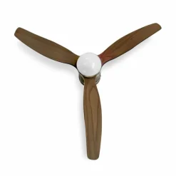 Ventilador de techo Yen Madera Oscura LED 15w 3 CCT acabado oro envejecido aspas madera estilo moderno motor DC 132cm Ø