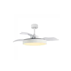 Ventilador de techo Yet LED 36w 3CCT acabado blanco estilo moderno aspas plegables motor DC 106cm Ø